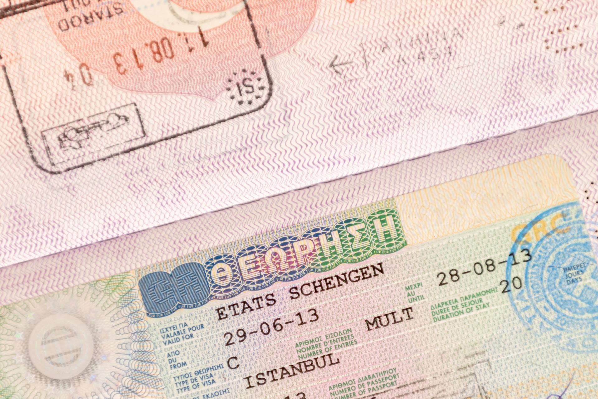 Schengen Visa on Turkish Passport.